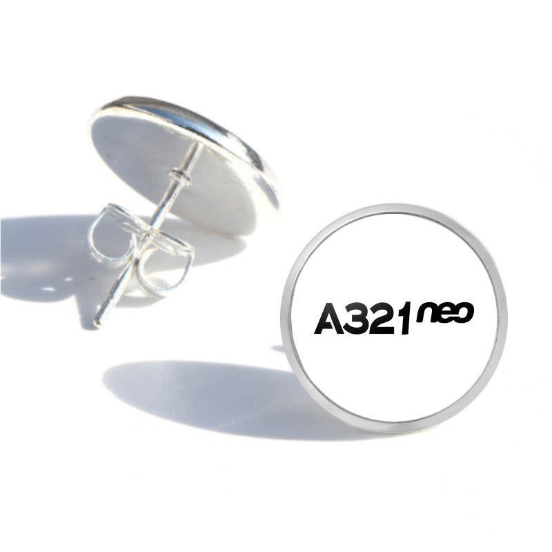 A321neo & Text Designed Stud Earrings