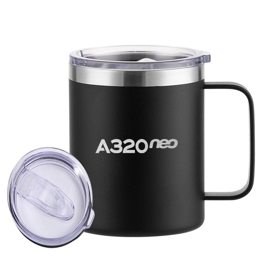 A320neo & Text Designed Stainless Steel Laser Engraved Mugs