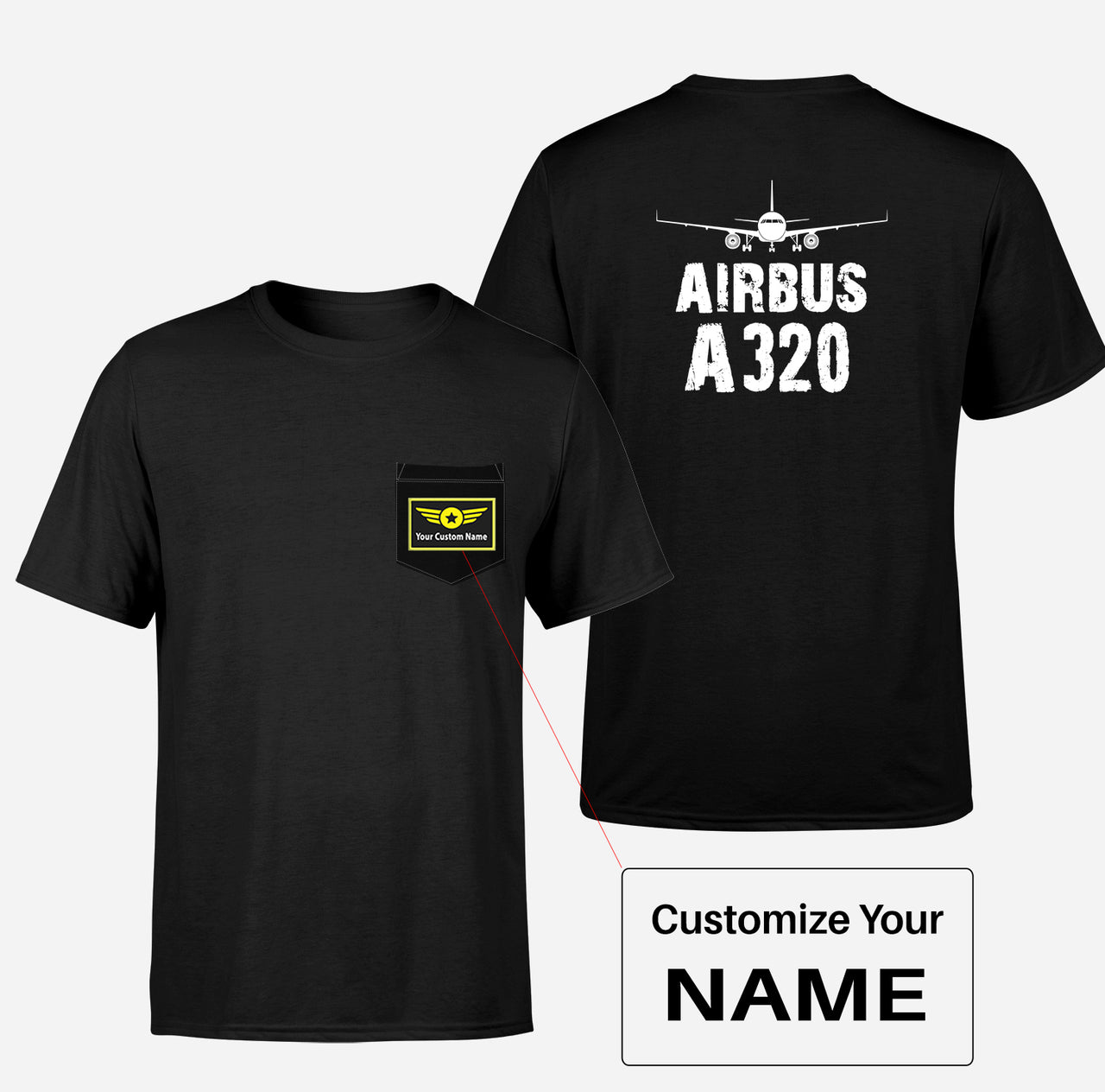 Airbus A320 & Plane Designed Pocket T-Shirts