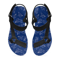 Thumbnail for Paper Airplane & Fly (Blue) Designed Open Toe Sandals (Slippers)