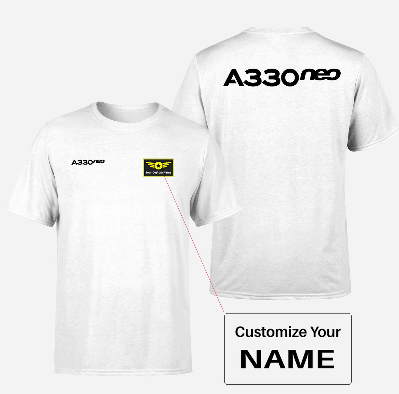 A330neo & Text Double-Side T-Shirts