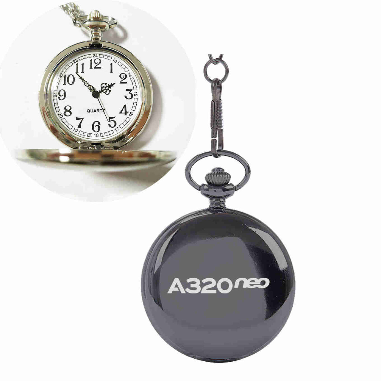 A320neo & Text Designed Pocket Watches