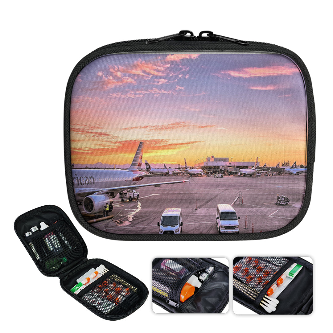 Airport Photo During Sunset Designed Travel & Medical Storage Bags