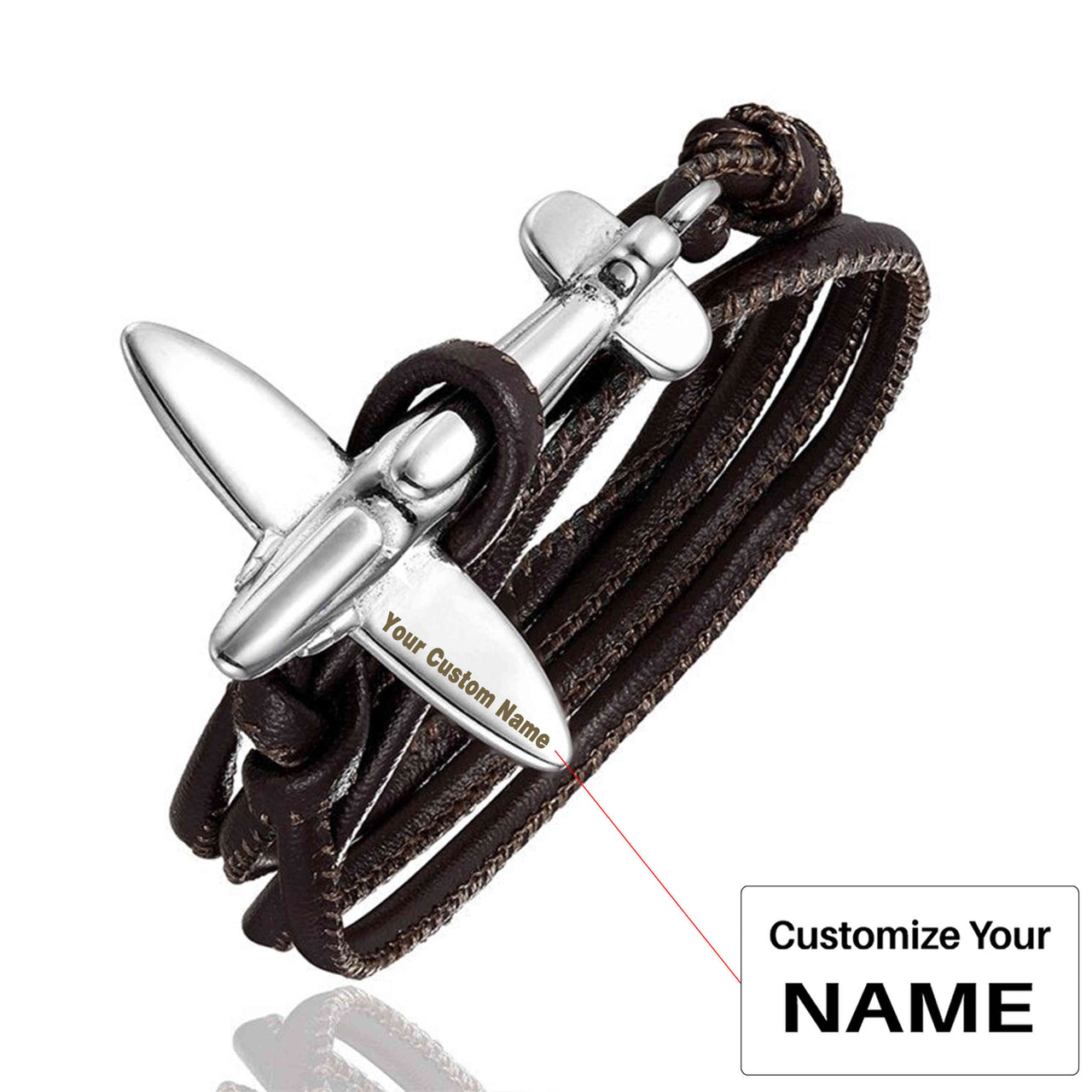 (Edition 3) Small Airplane Designed Leather Bracelets