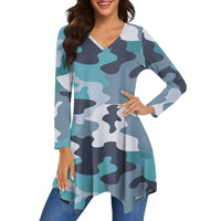 Thumbnail for Military Camouflage Green Designed Women Lrregular V-neck Skirts