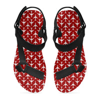 Thumbnail for Perfectly Sized Seamless Airplanes Red Designed Open Toe Sandals (Slippers)