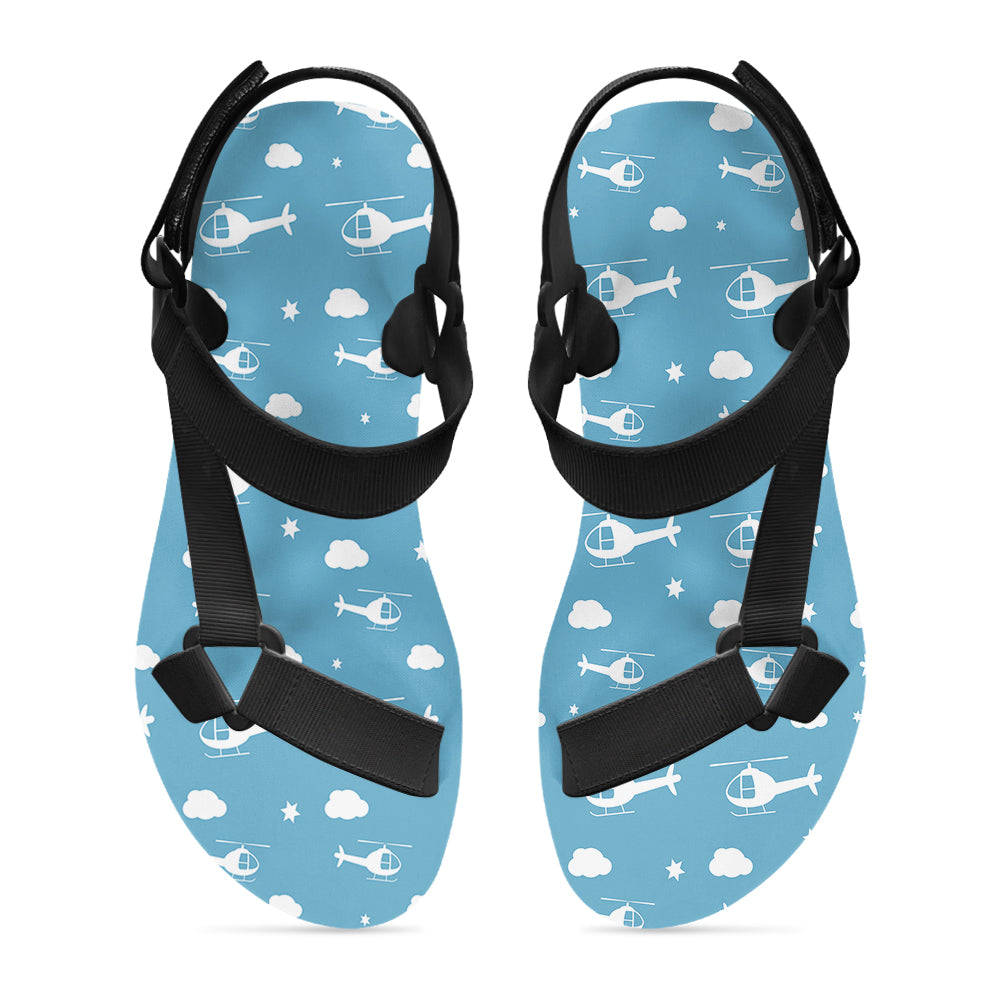 Helicopters & Clouds Designed Open Toe Sandals (Slippers)