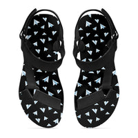 Thumbnail for Paper Airplanes (Black) Designed Open Toe Sandals (Slippers)