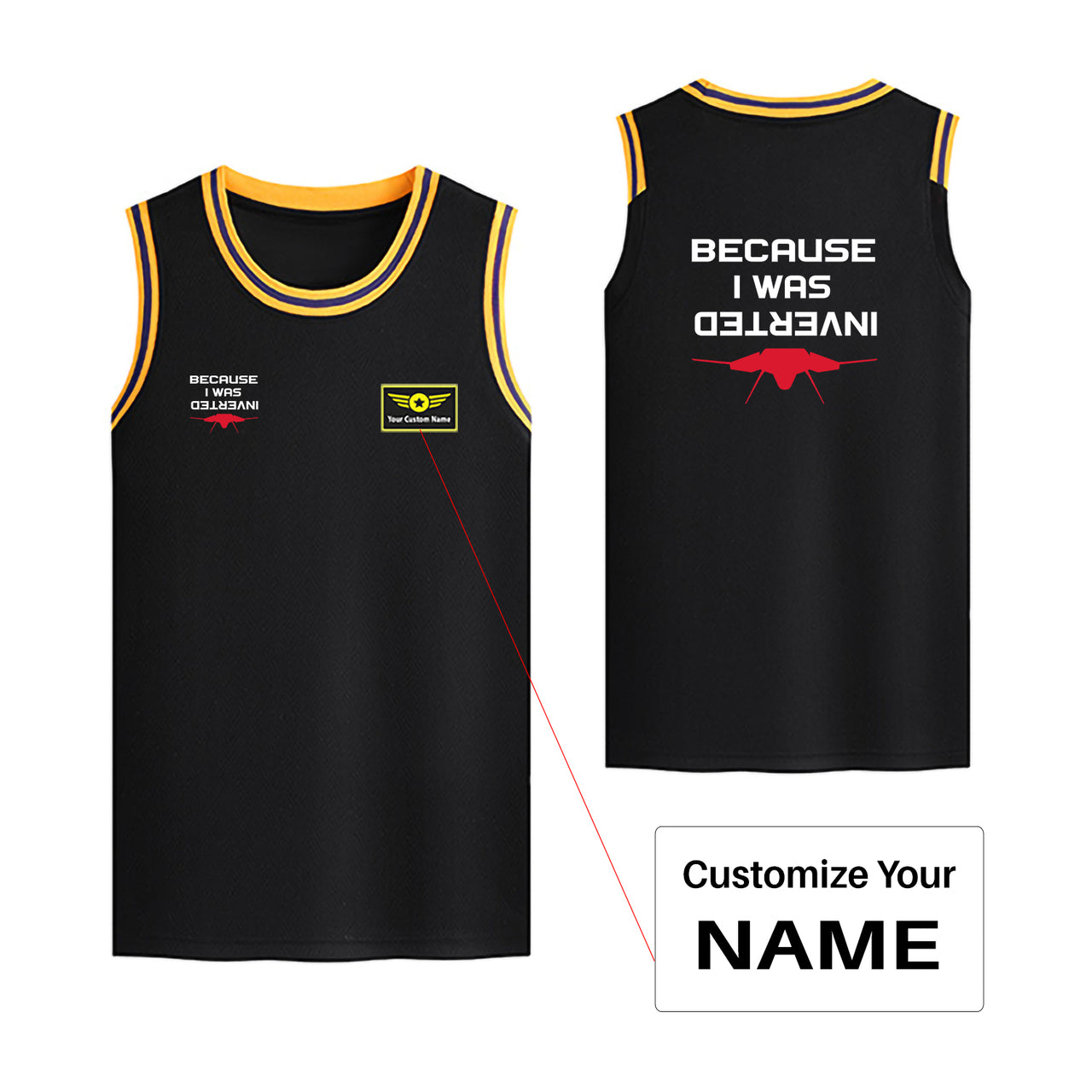 Because I was Inverted Designed Basketball Style Sports Tank Tops