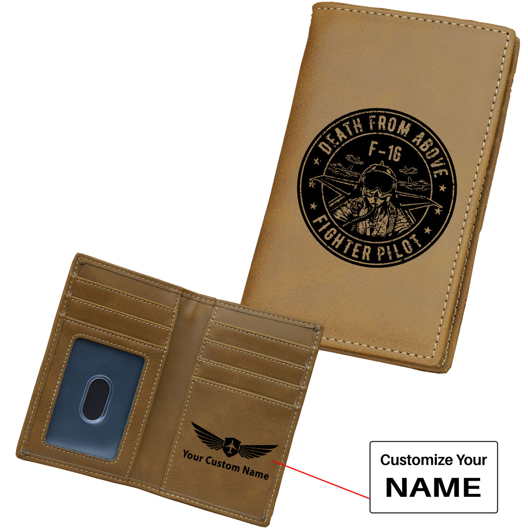 Fighting Falcon F16 - Death From Above Designed Leather Card Holder Wallets