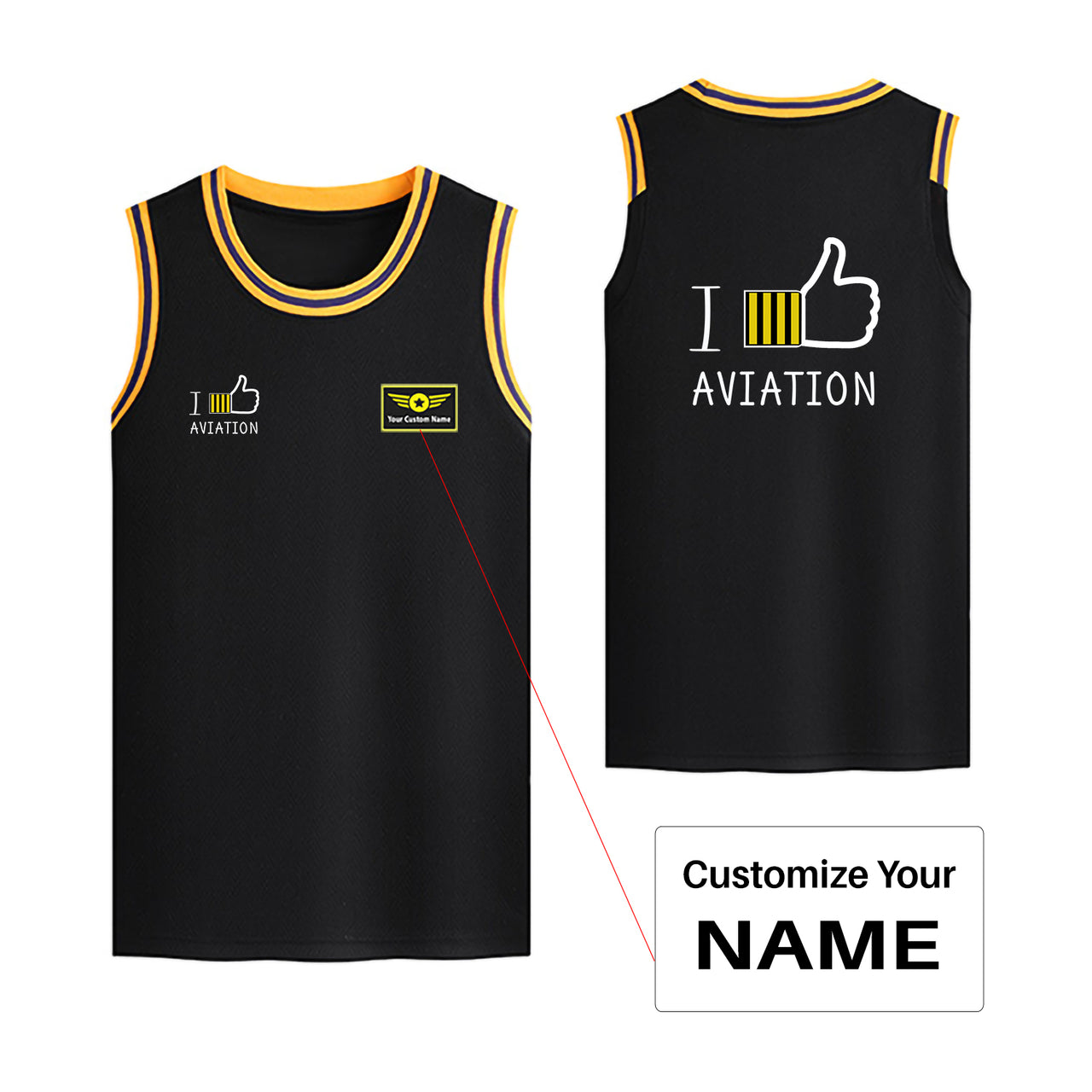 I Like Aviation Designed Basketball Style Sports Tank Tops