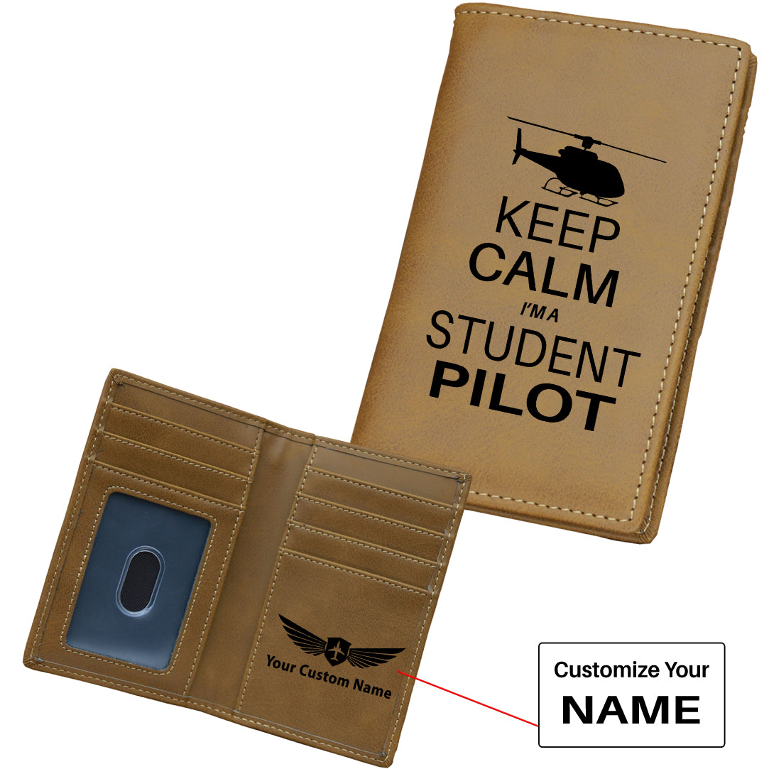 Student Pilot (Helicopter) Designed Leather Card Holder Wallets