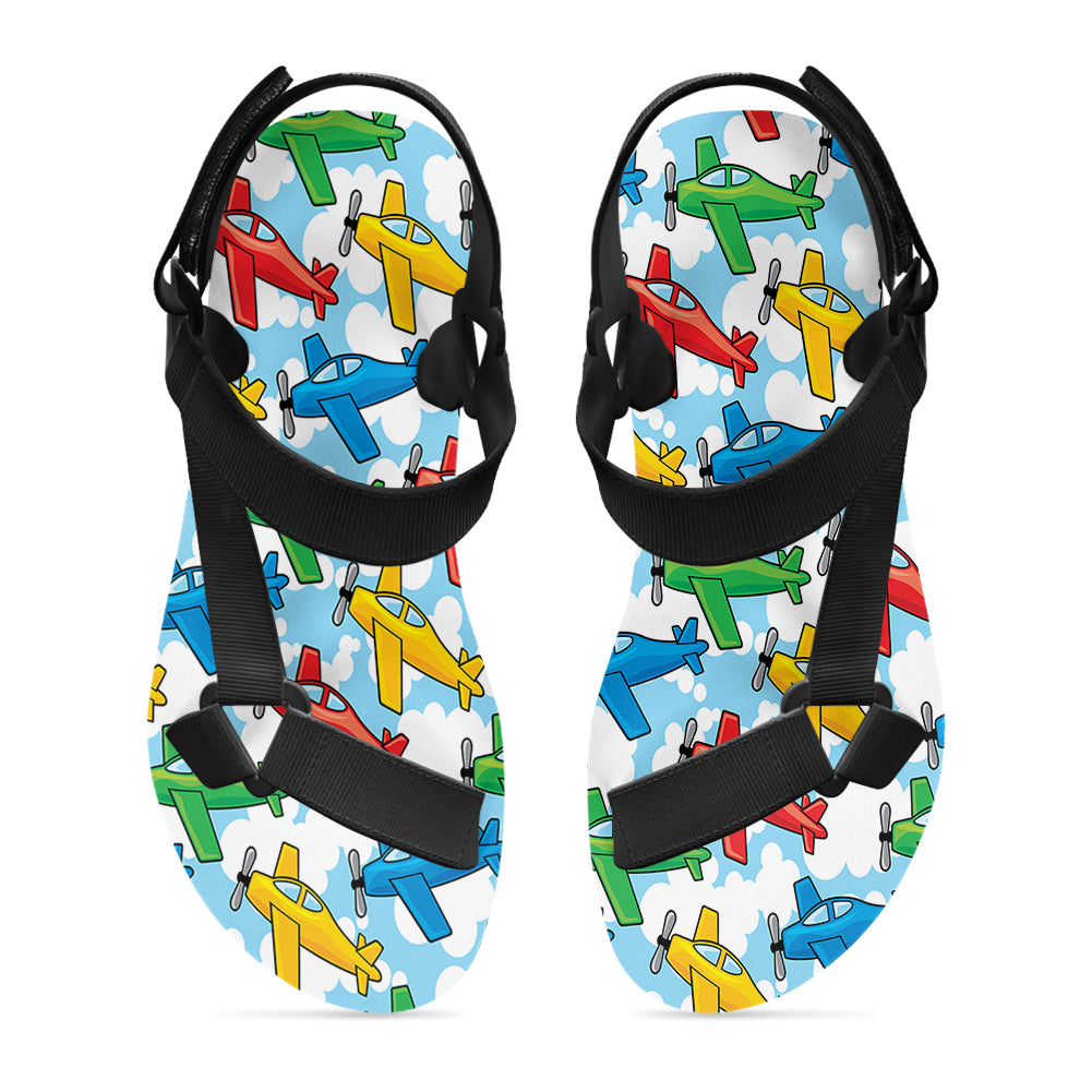 Funny Airplanes Designed Open Toe Sandals (Slippers)