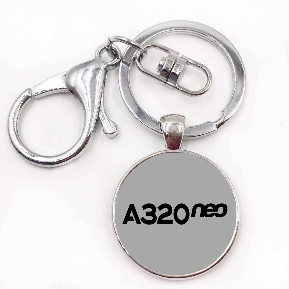 A320neo & Text Designed Circle Key Chains