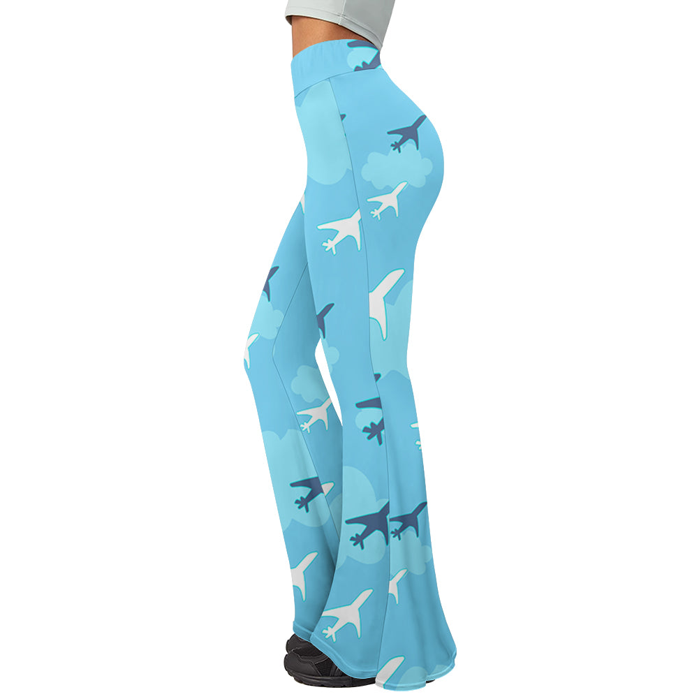 Cool & Super Airplanes Designed Women Yoga Flared Pants