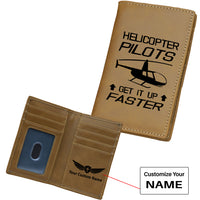 Thumbnail for Helicopter Pilots Get It Up Faster Designed Leather Card Holder Wallets