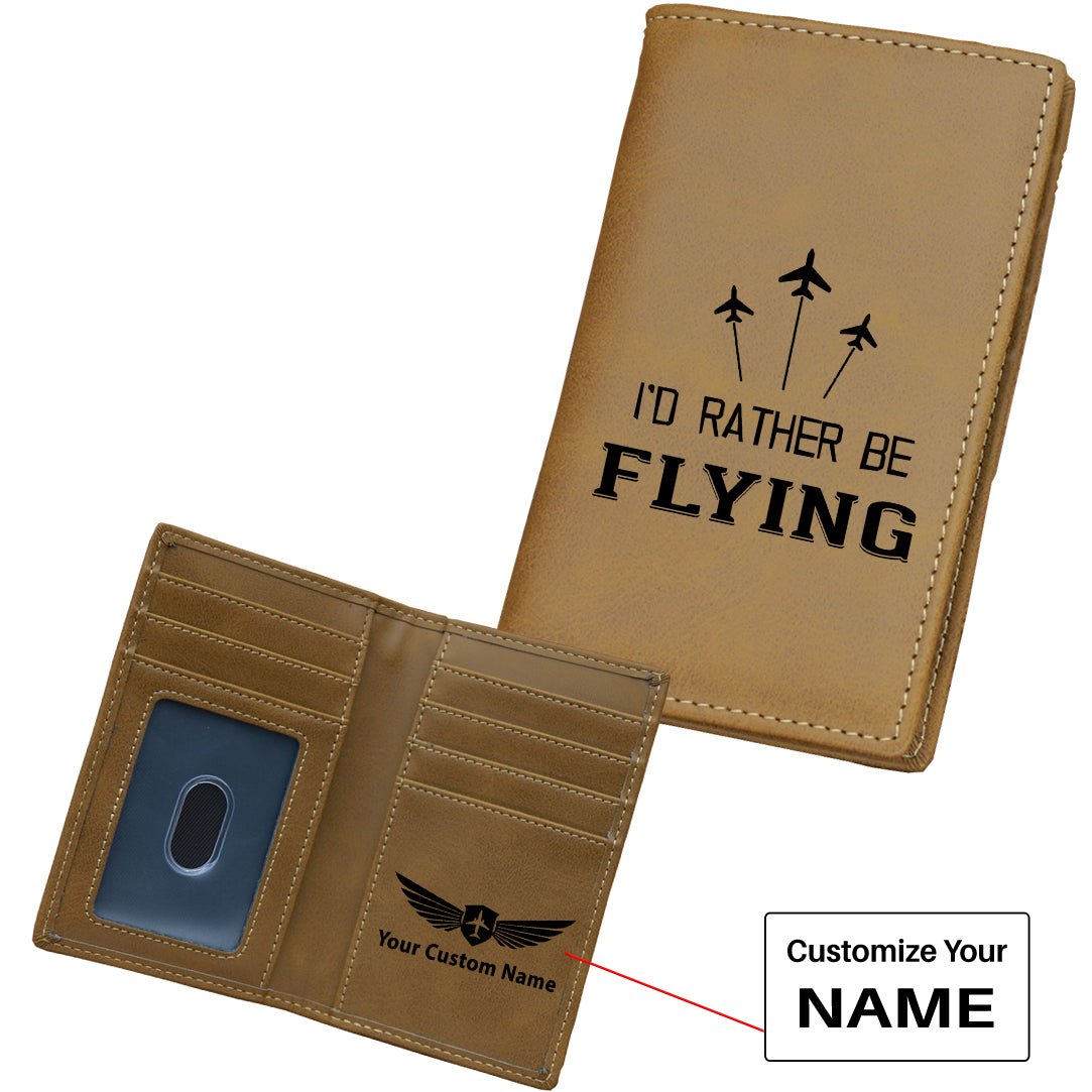 I'D Rather Be Flying Designed Leather Card Holder Wallets