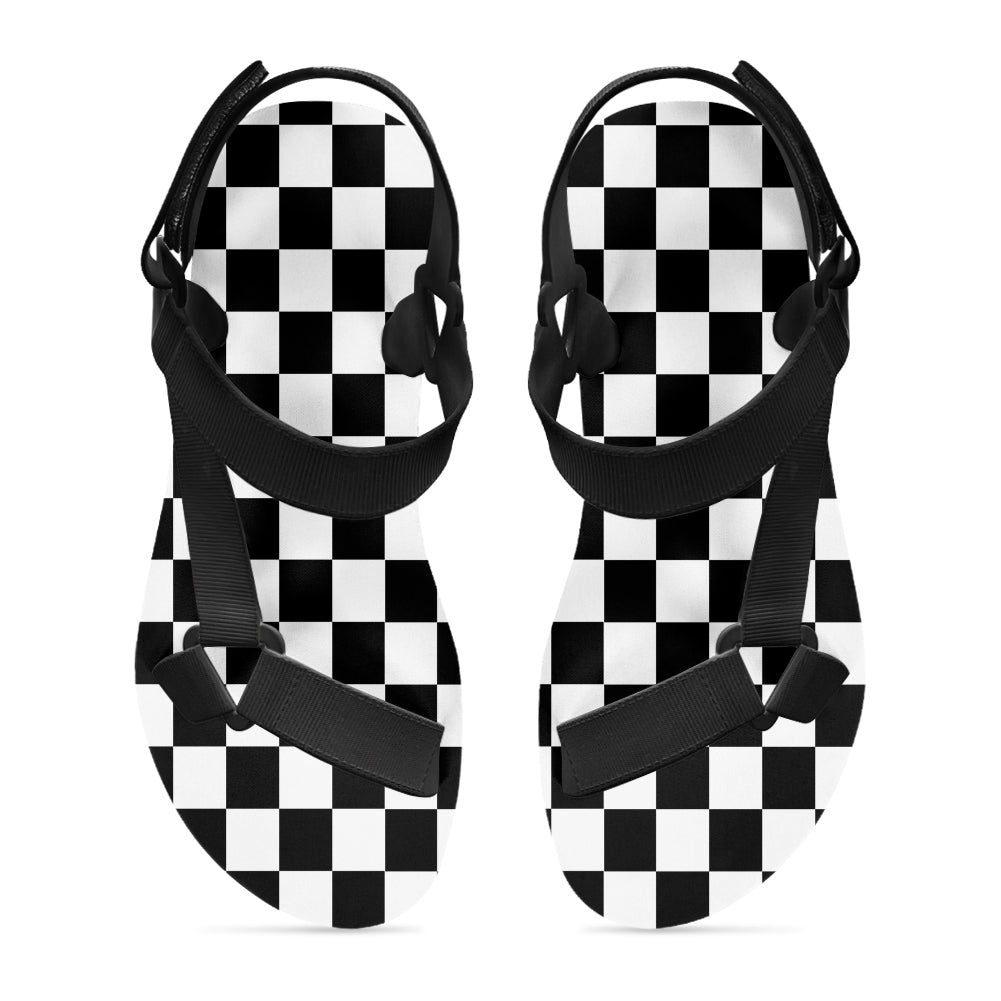 Black & White Boxes Designed Open Toe Sandals (Slippers)