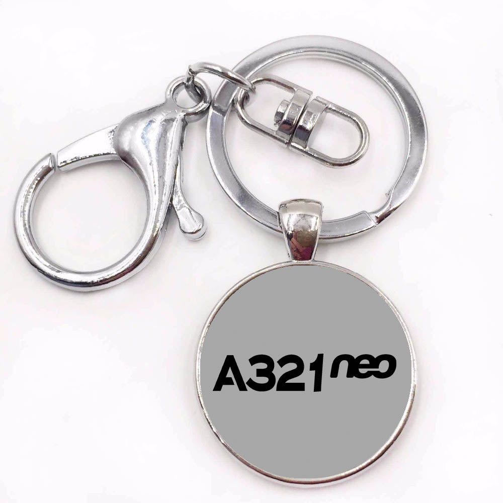 A321neo & Text Designed Circle Key Chains