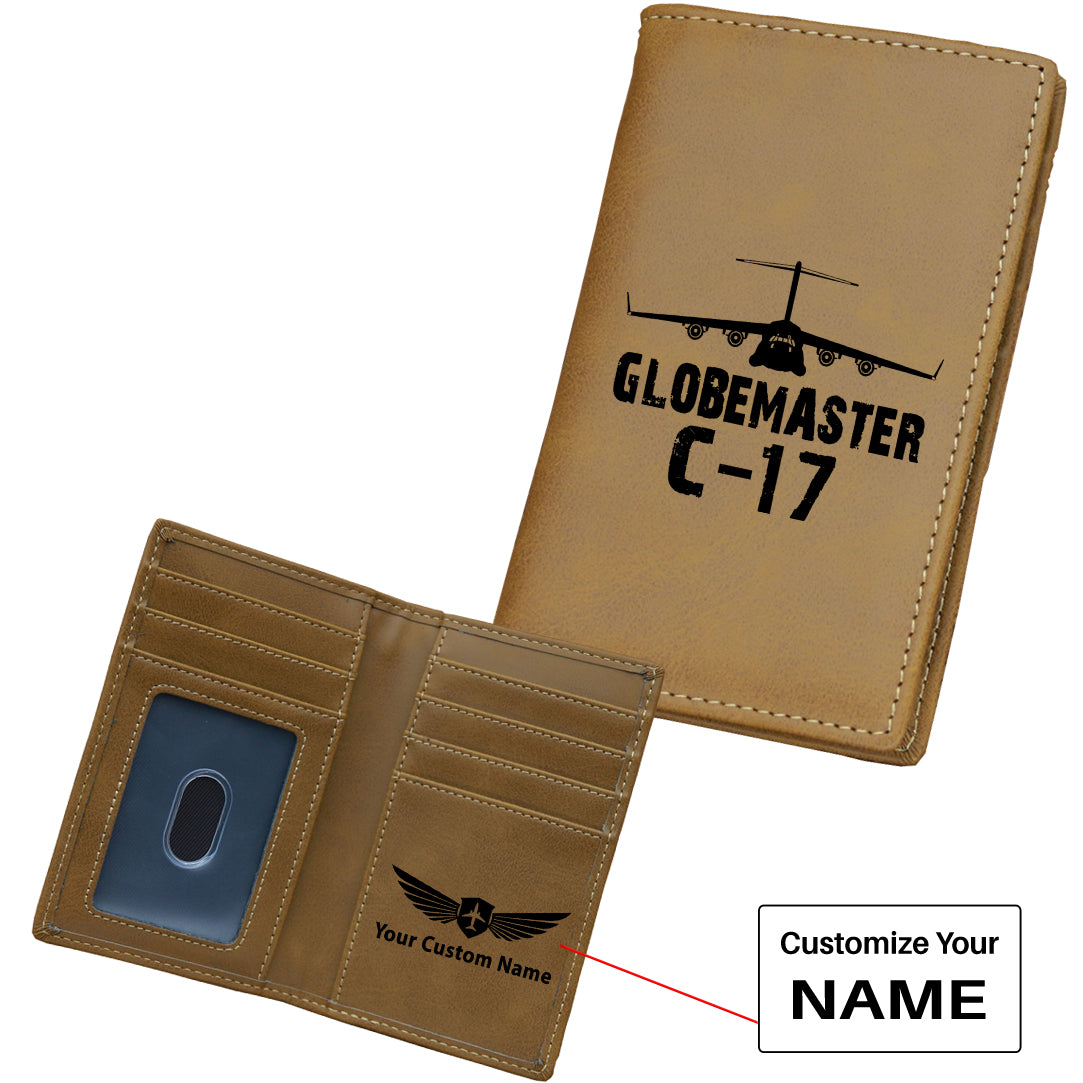 GlobeMaster C-17 & Plane Designed Leather Card Holder Wallets