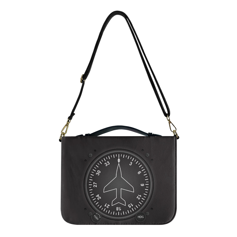 Airplane Instruments-Heading Designed PU Accessories Bags Strap Style