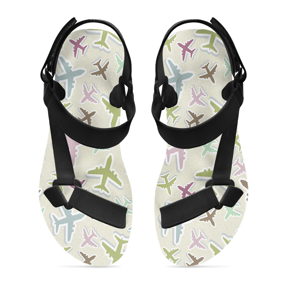 Seamless 3D Airplanes Designed Open Toe Sandals (Slippers)