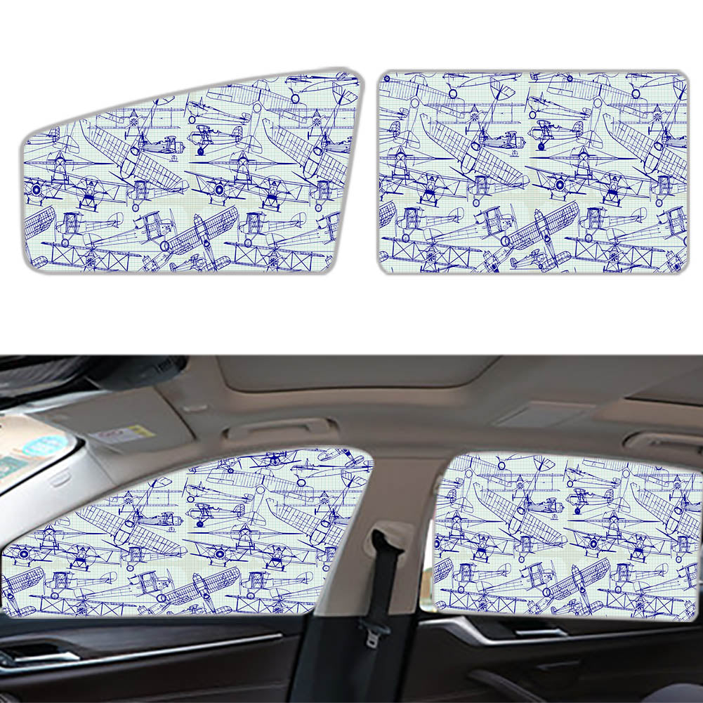 Amazing Drawings of Old Aircrafts Designed Car Sun Shade (Side window)