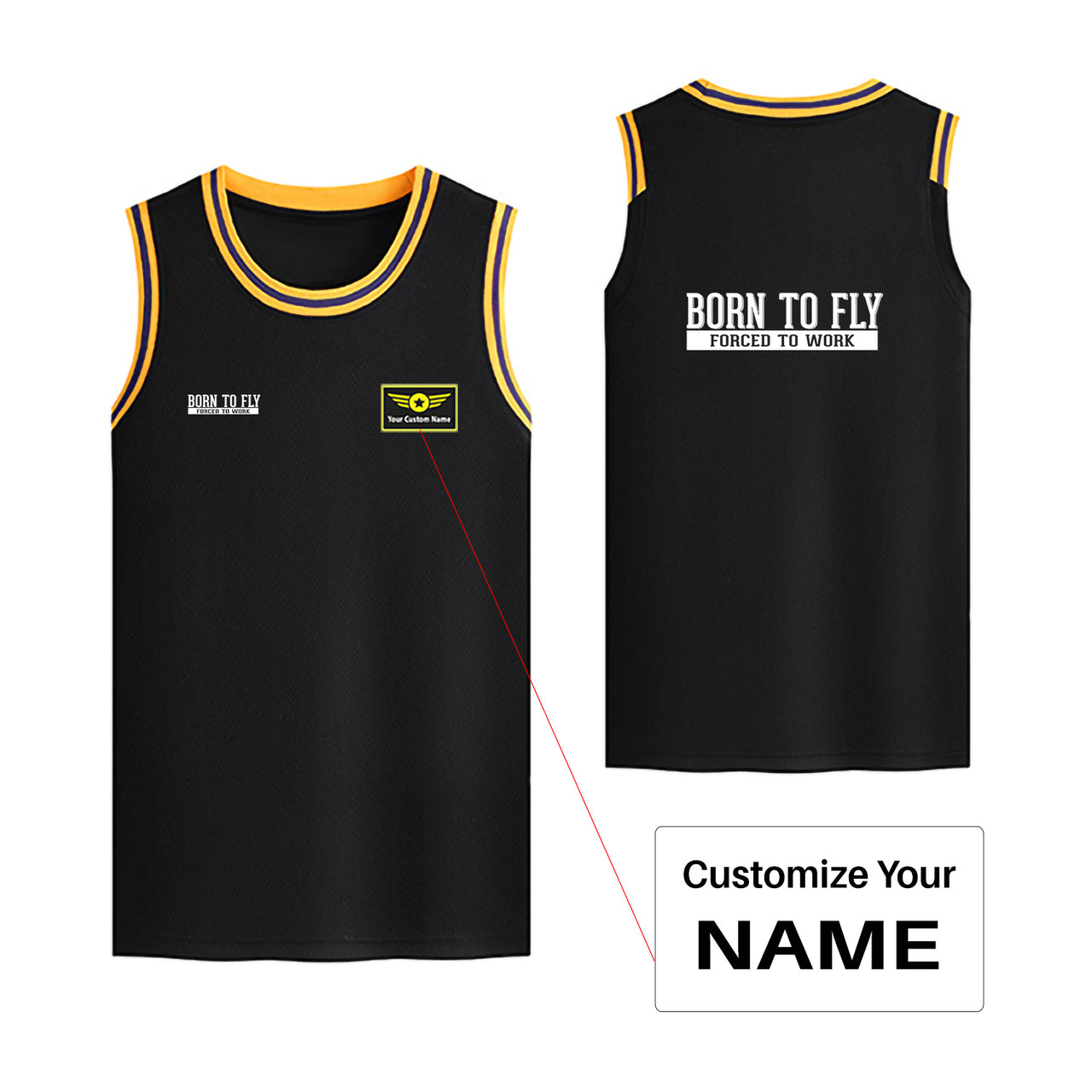 Born To Fly Forced To Work Designed Basketball Style Sports Tank Tops