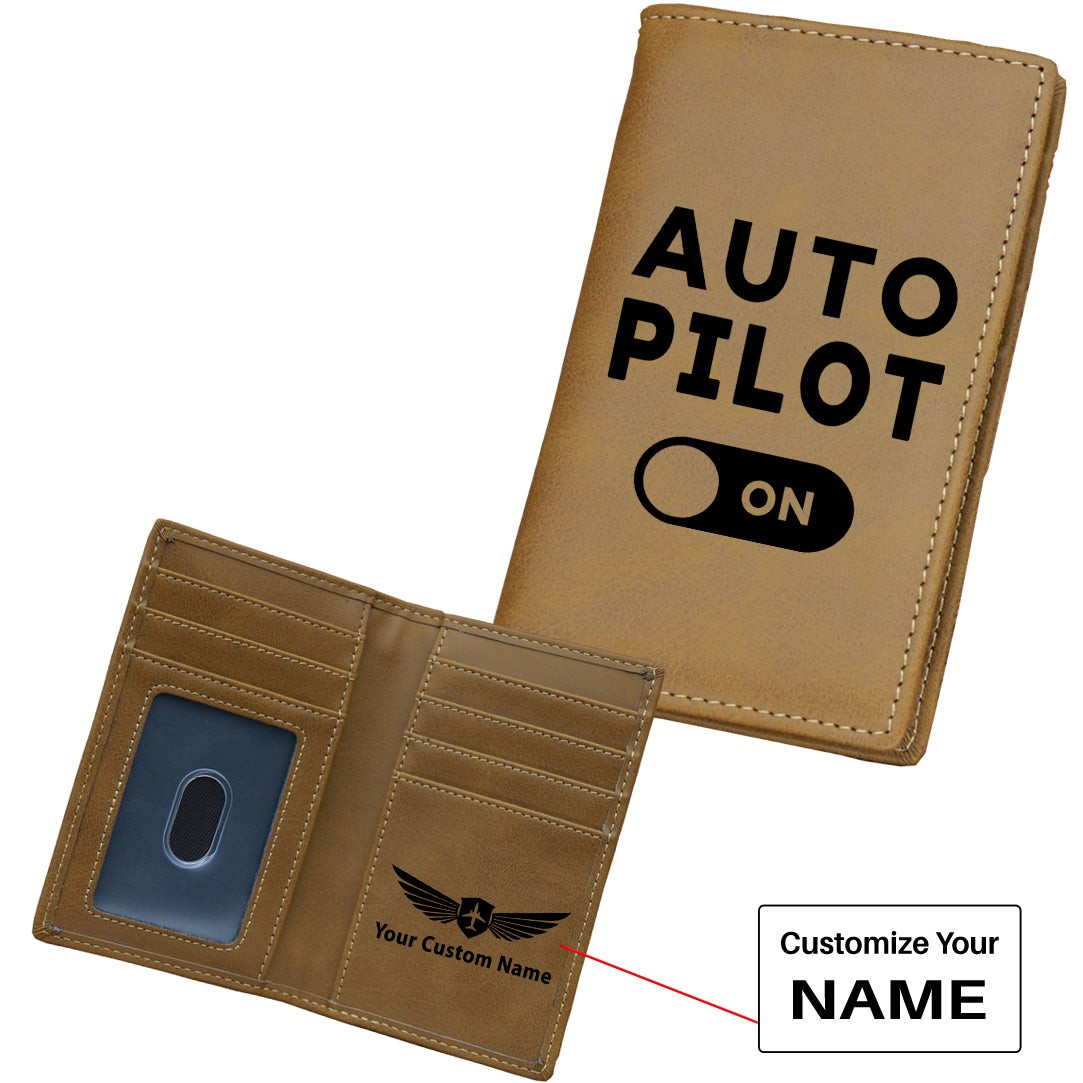 Auto Pilot ON Designed Leather Card Holder Wallets