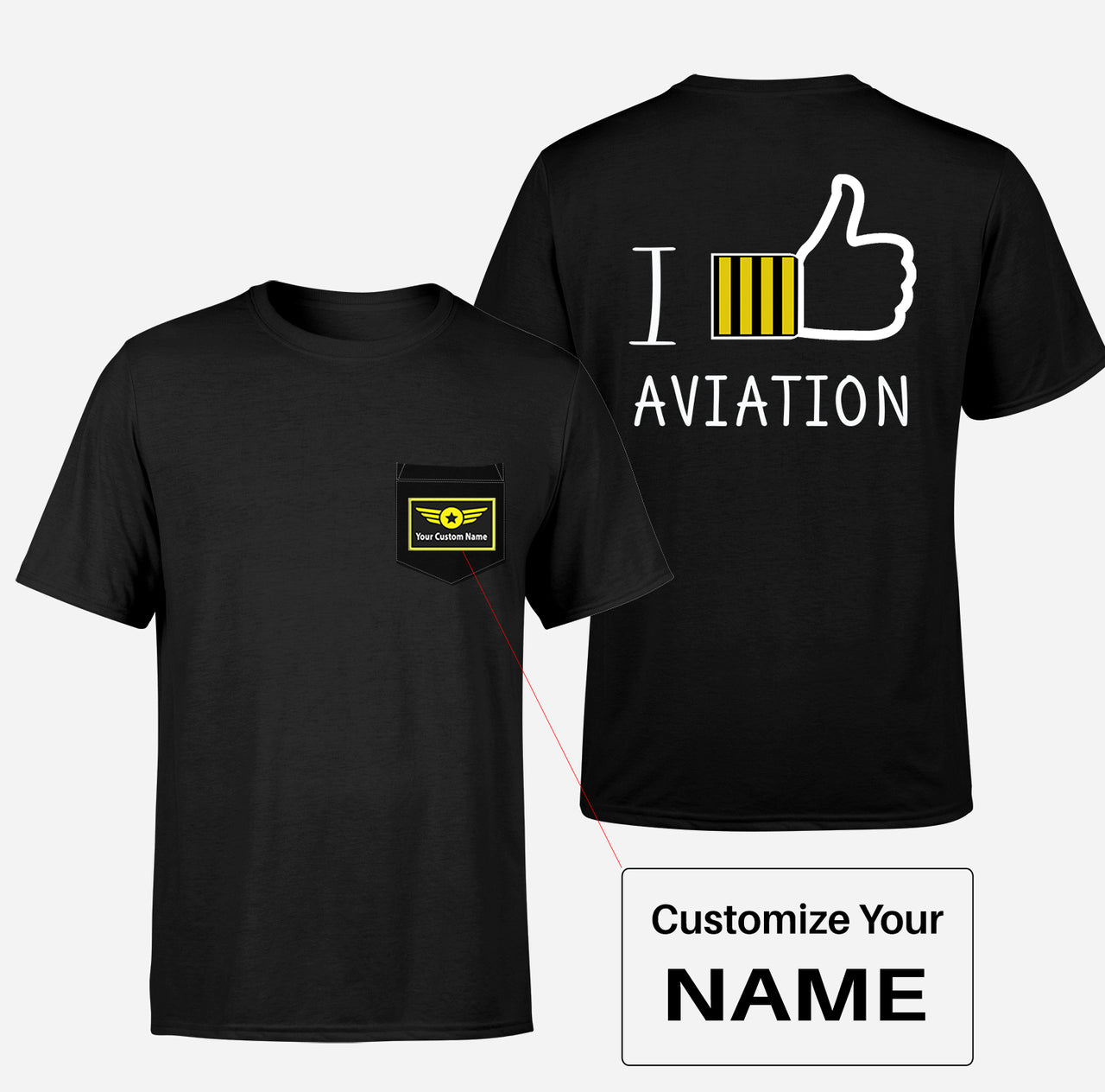 I Like Aviation Designed Pocket T-Shirts