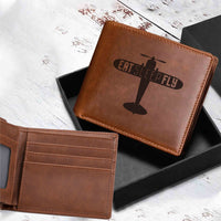 Thumbnail for Eat Sleep Fly & Propeller Designed Laser Leather Wallets