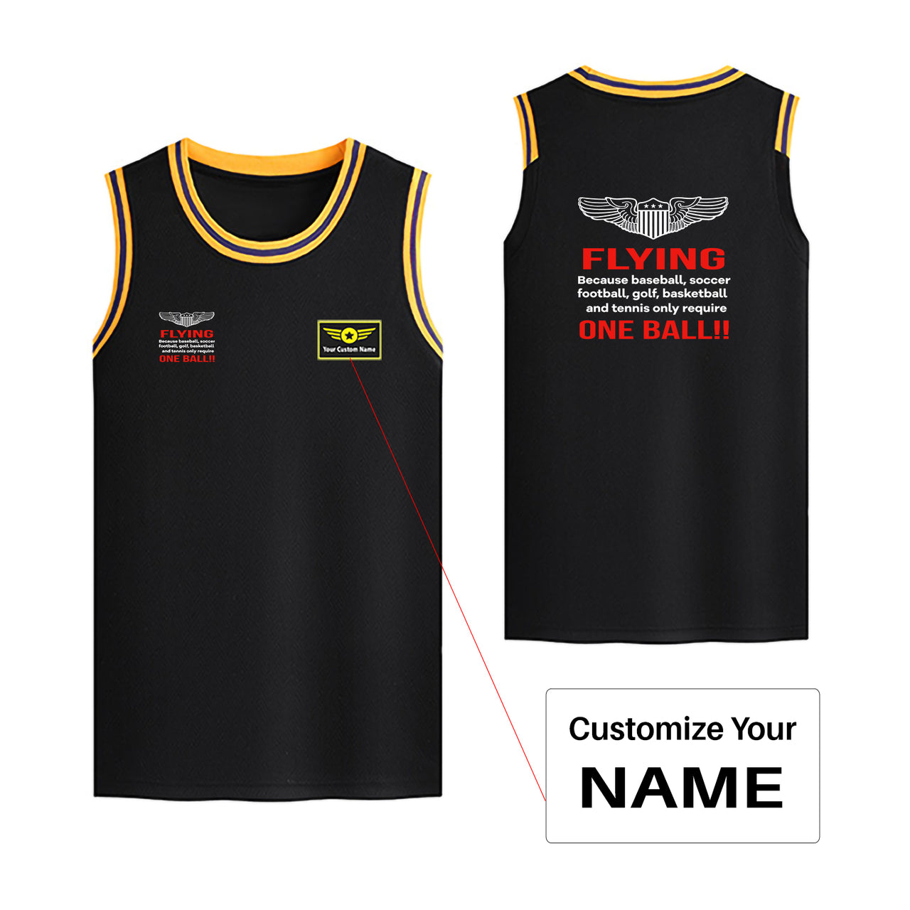 Flying One Ball Designed Basketball Style Sports Tank Tops