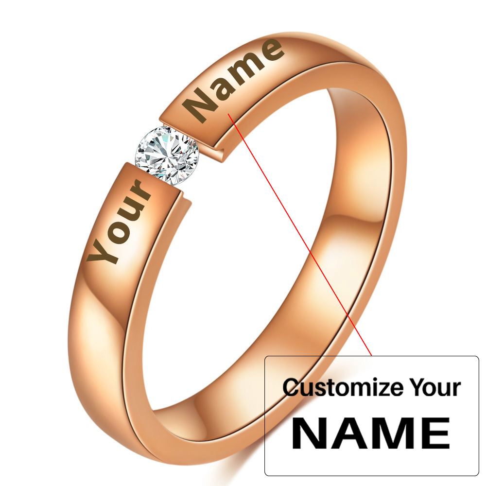 Your Custom Design & Image & Logo & Text Design  Simple And Stylish Smooth Diamond Studded Stainless Steel Ring