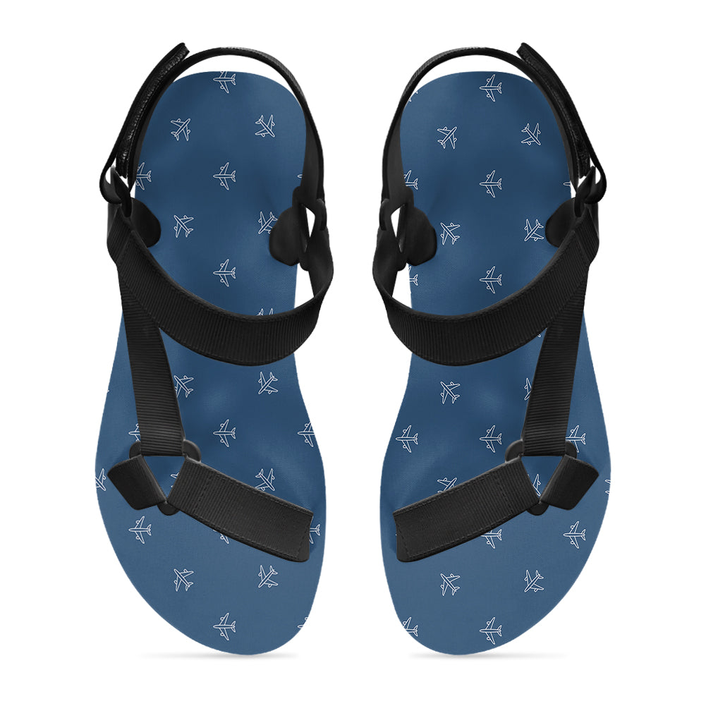 Nice Airplanes (Blue) Designed Open Toe Sandals (Slippers)