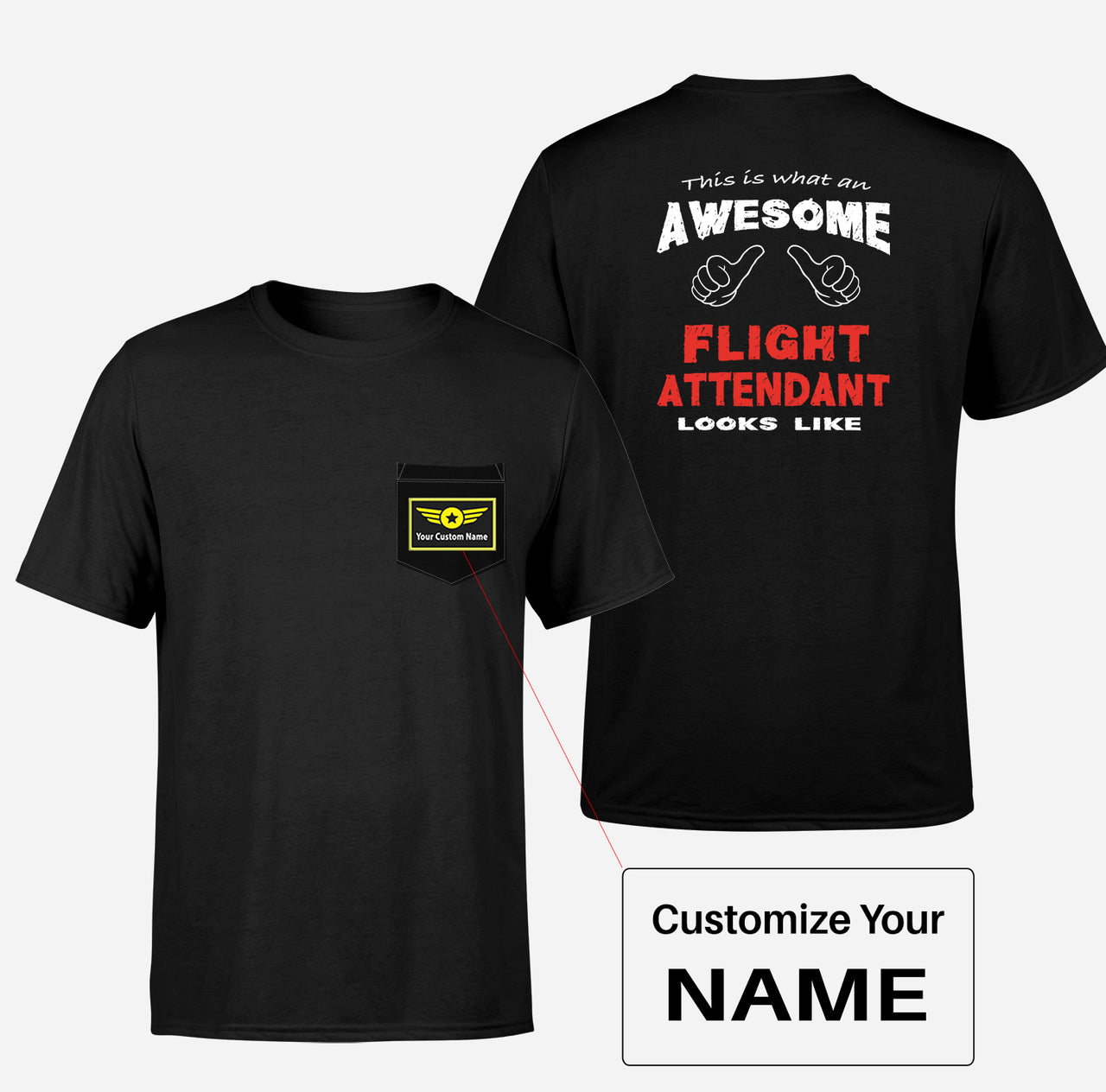 Flight Attendant Designed Pocket T-Shirts