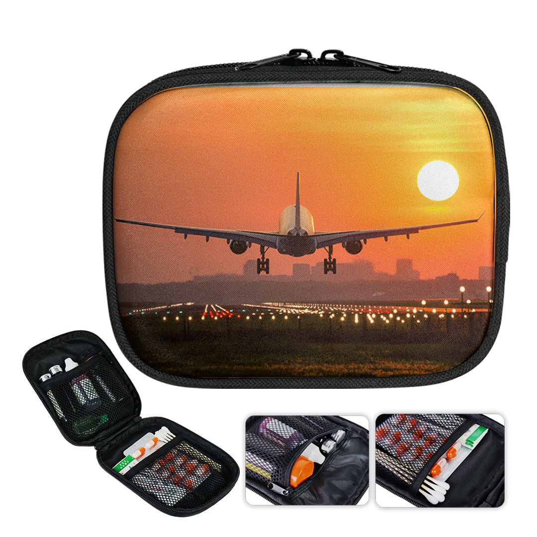 Amazing Airbus A330 Landing at Sunset Designed Travel & Medical Storage Bags