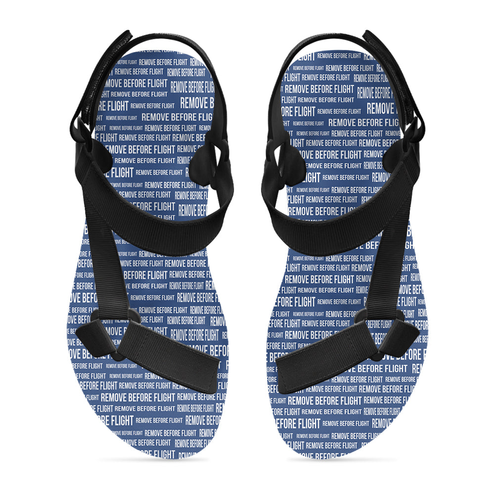 Remove Before Flight 3Blue Designed Open Toe Sandals (Slippers)