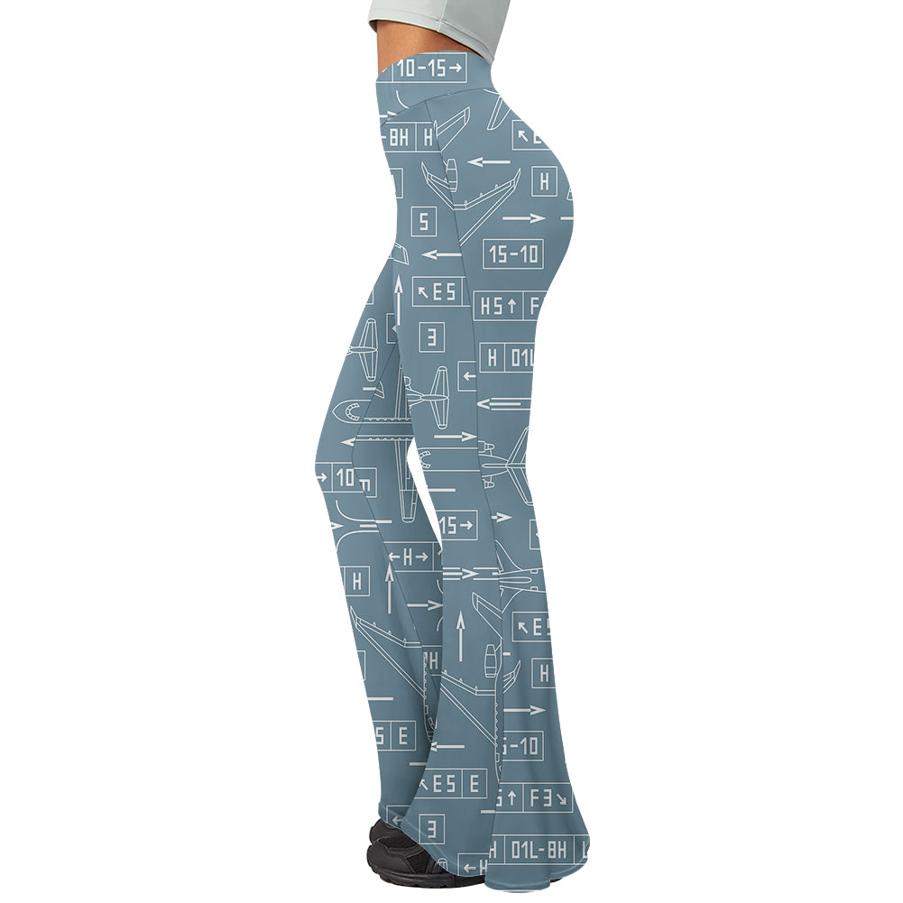 Jet Planes & Airport Signs 2 Designed Women Yoga Flared Pants