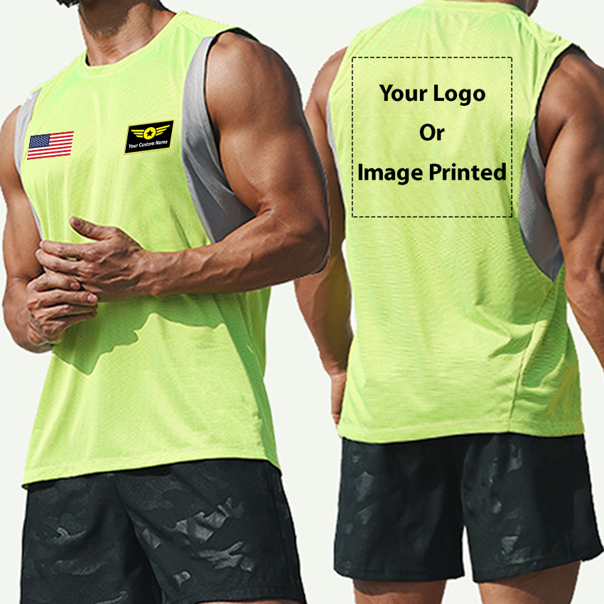 Your Custom Name & Flag + Logo Designed Sleveless Quick Dry Sports Tank Tops