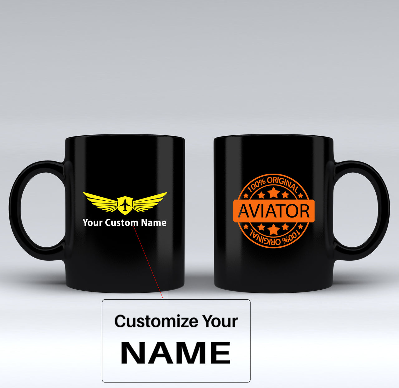 %100 Original Aviator Designed Black Mugs