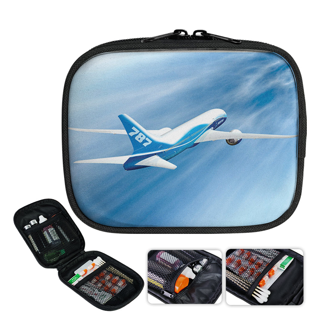 Beautiful Painting of Boeing 787 Dreamliner Designed Travel & Medical Storage Bags