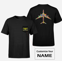 Thumbnail for Colourful Airplane Designed Pocket T-Shirts