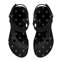 Thumbnail for Nice Airplanes (Black) Designed Open Toe Sandals (Slippers)