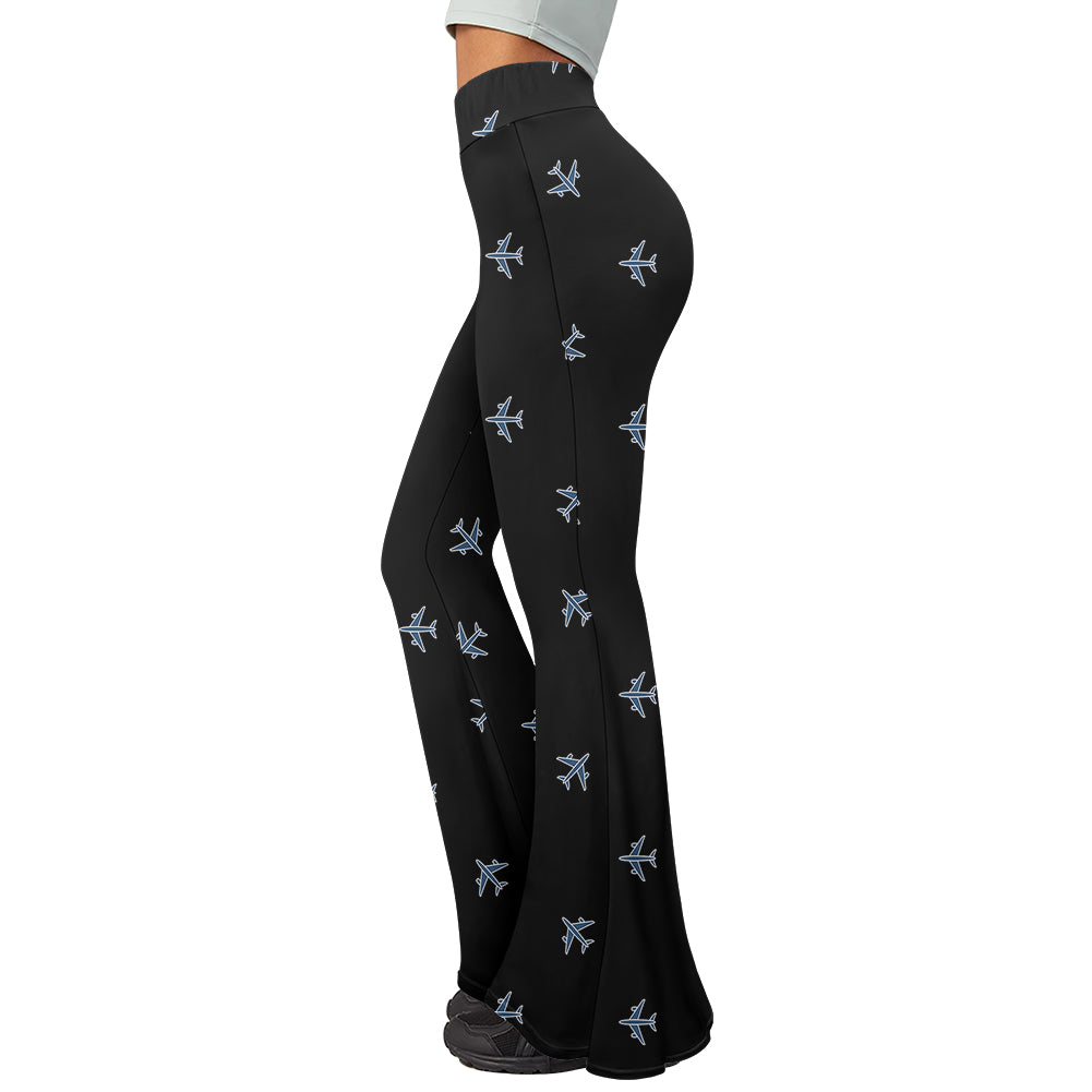 Nice Airplanes (Black) 2 Designed Women Yoga Flared Pants