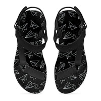 Thumbnail for Paper Airplane & Fly Black Designed Open Toe Sandals (Slippers)