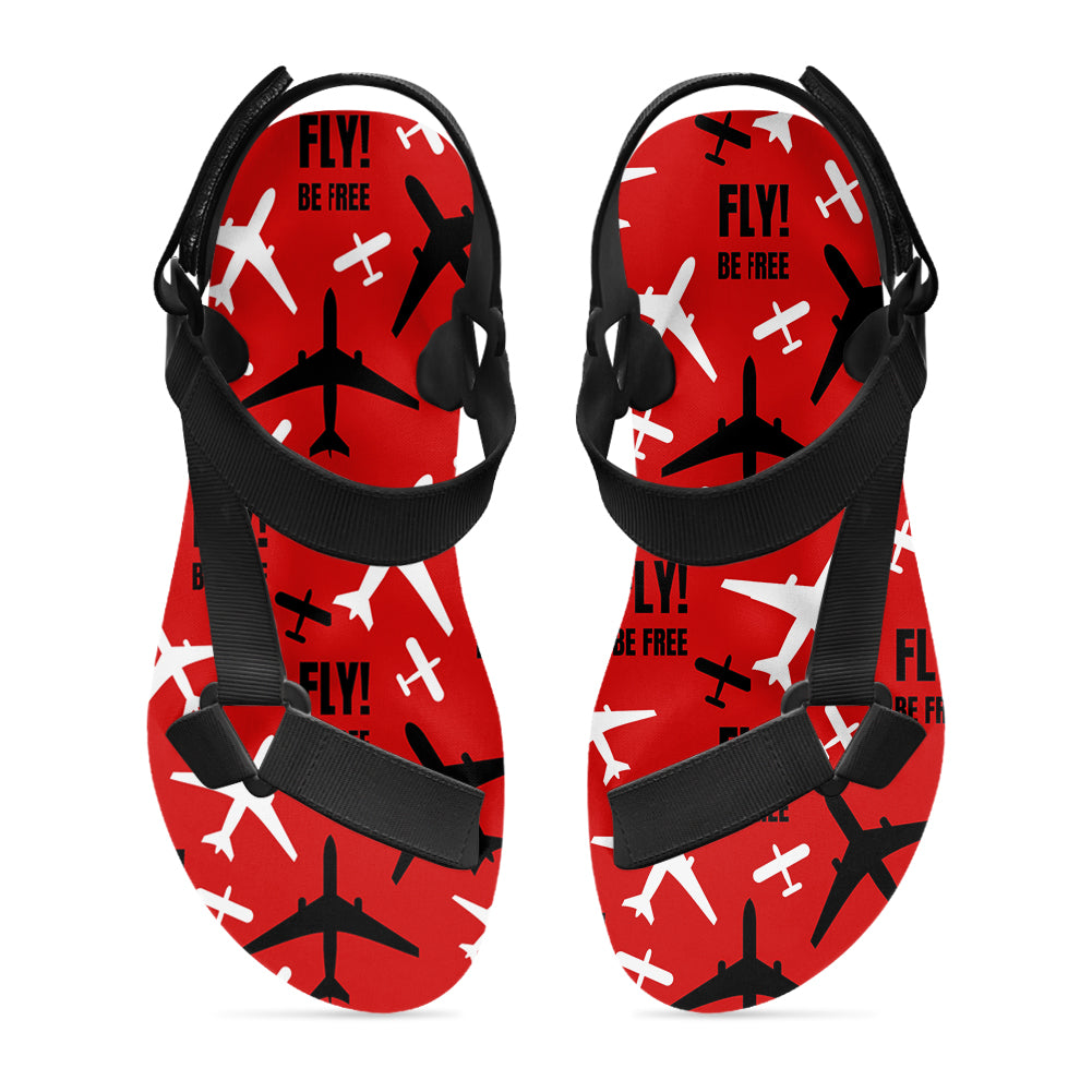 Fly Be Free Red Designed Open Toe Sandals (Slippers)