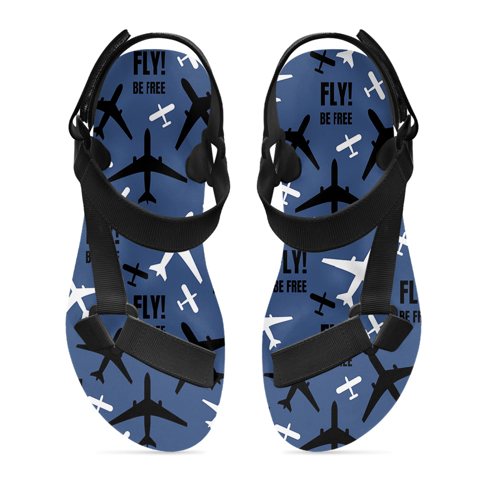 Fly Be Free Blue Designed Open Toe Sandals (Slippers)