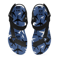 Thumbnail for Fly Be Free Blue Designed Open Toe Sandals (Slippers)