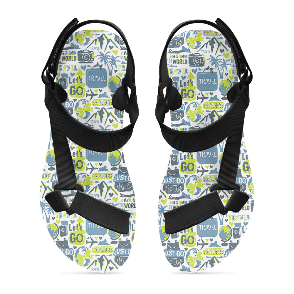 Motivational Travel Badges Designed Open Toe Sandals (Slippers)