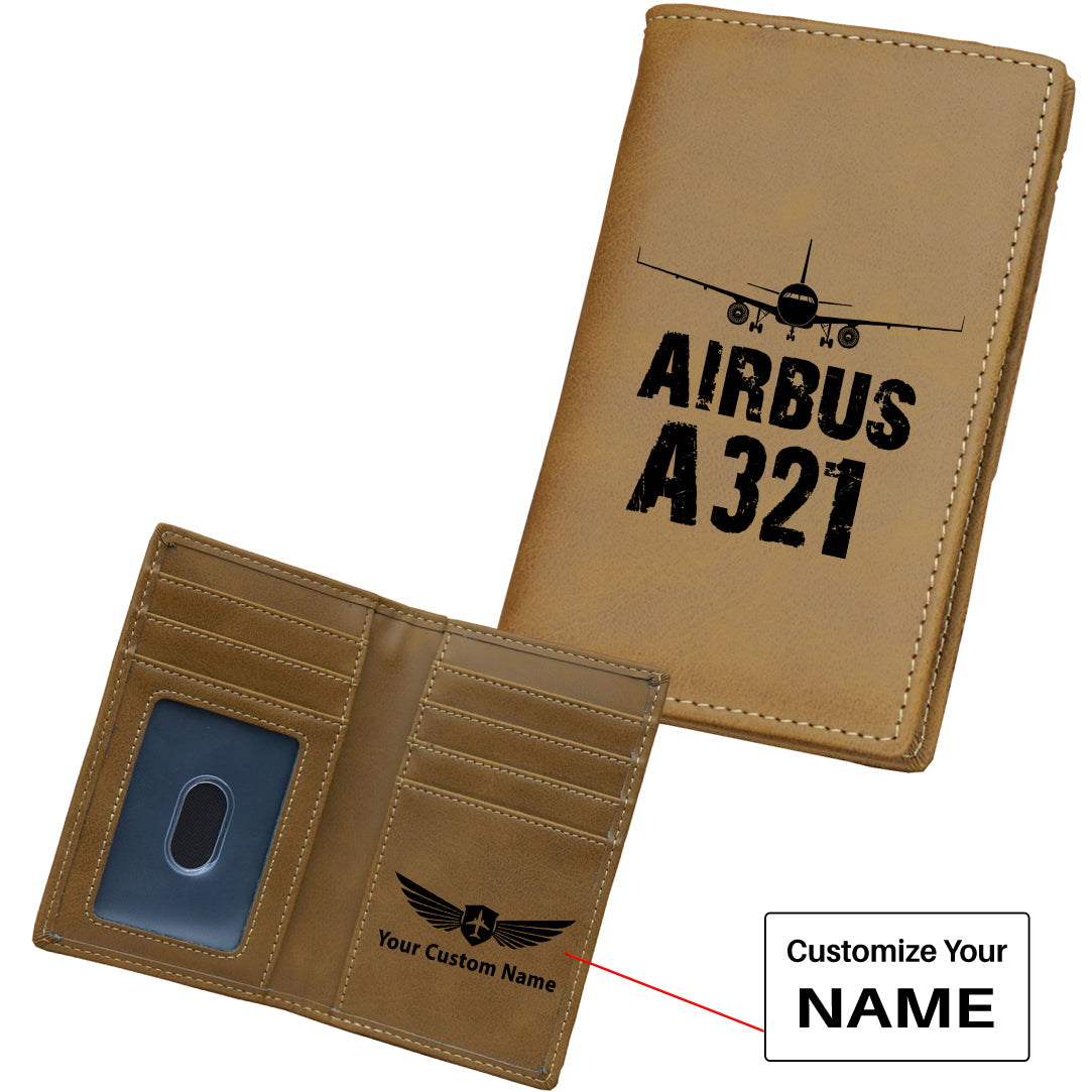 Airbus A321 & Plane Designed Leather Card Holder Wallets